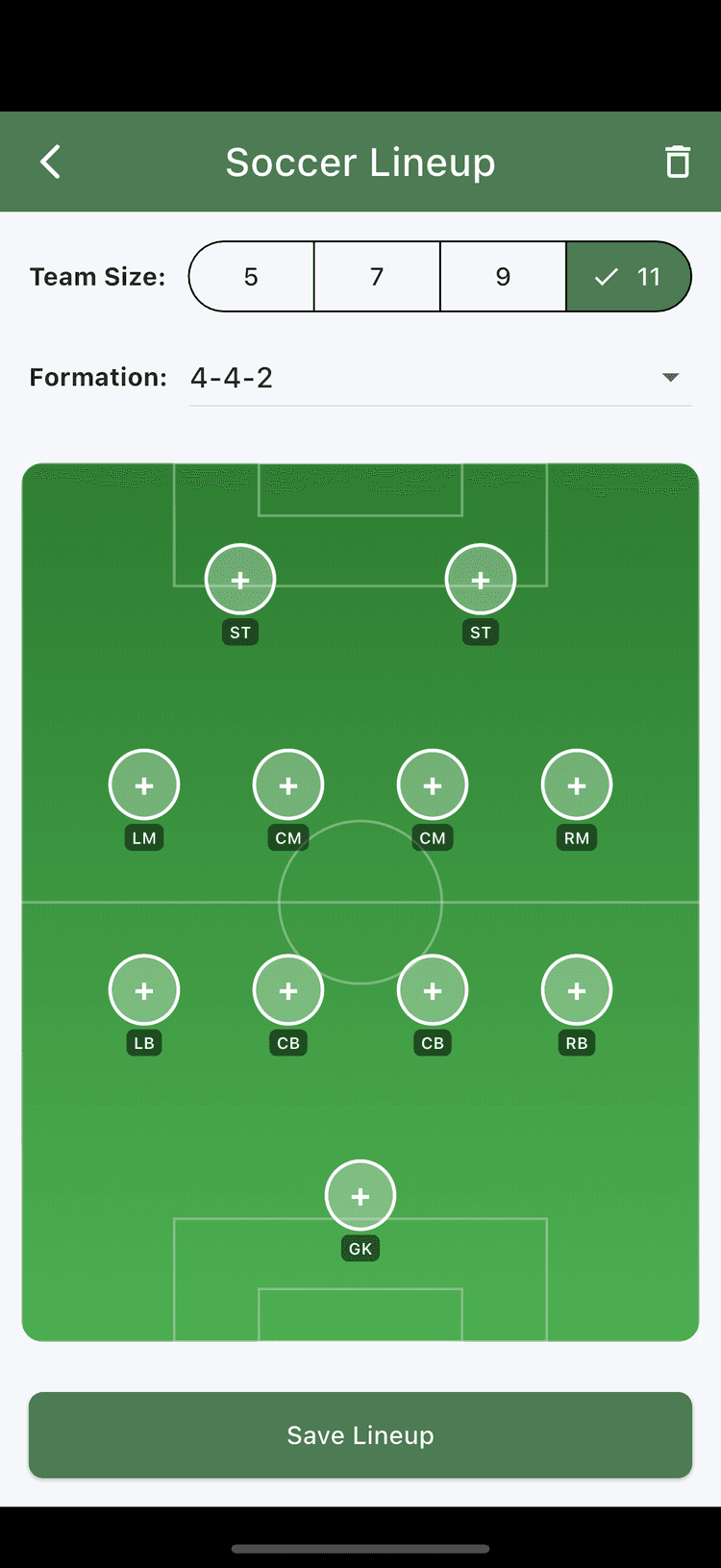 Lineups screen