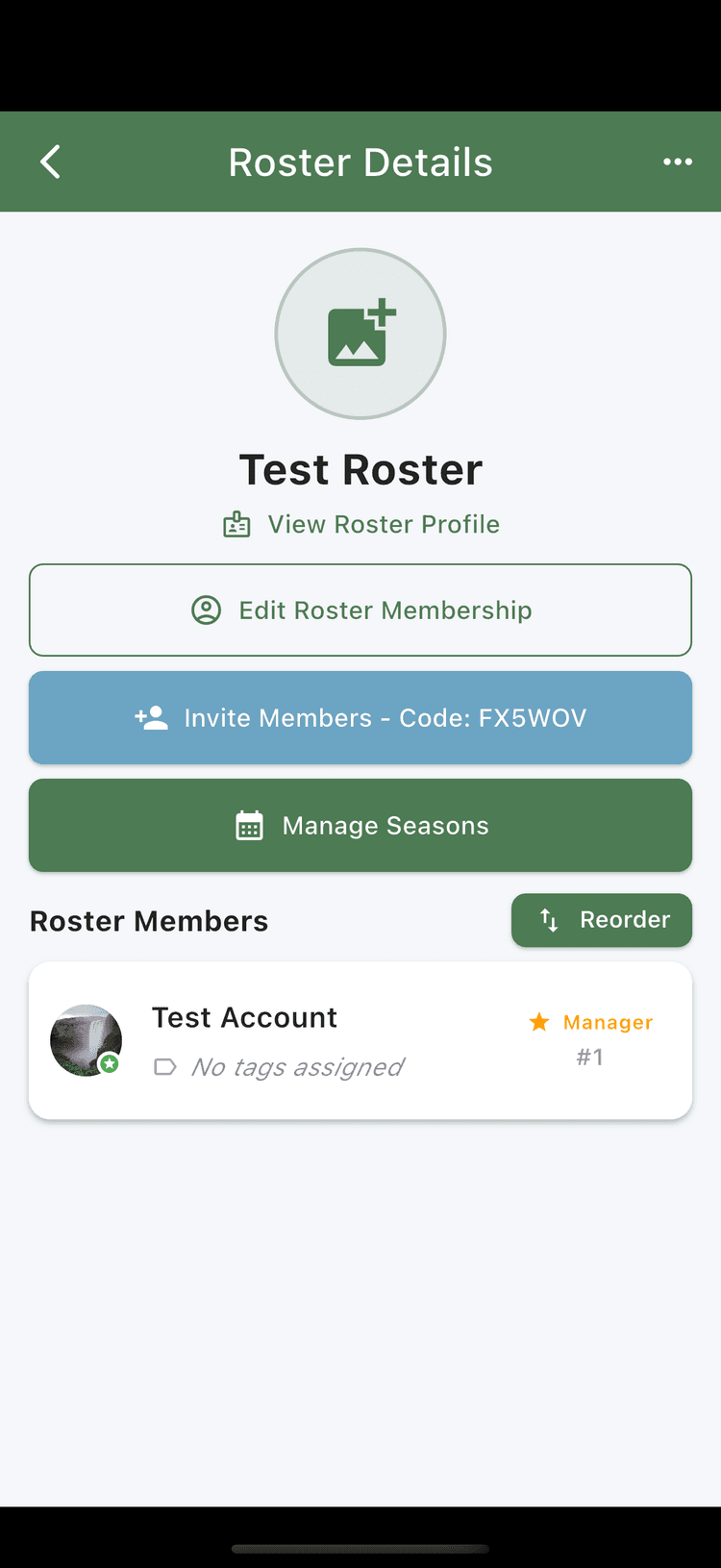 Roster screen